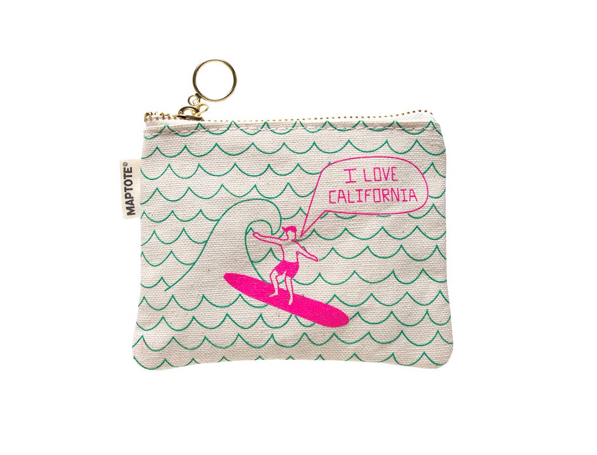 California Coin Pouch: Green/Pink