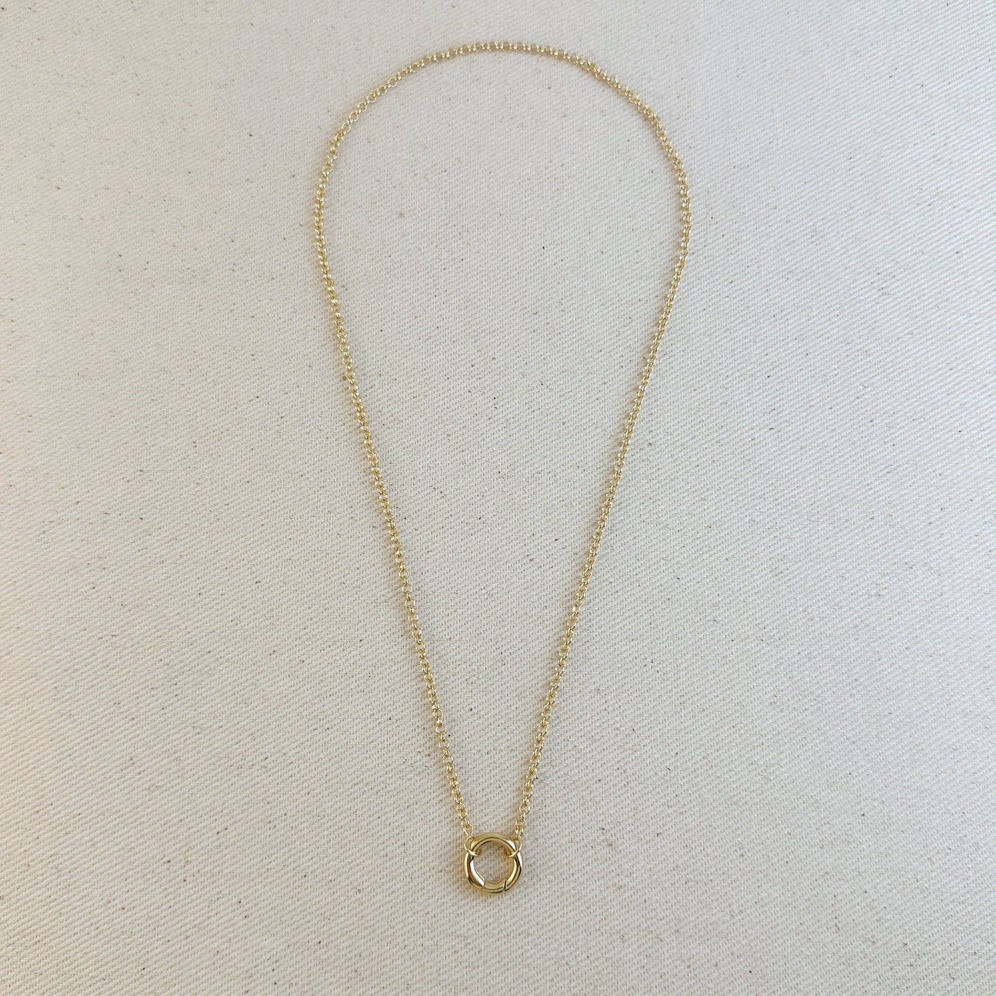 18k Gold Filled Rolo Chain Necklace Featuring Carabiner Clasp: 16 inches