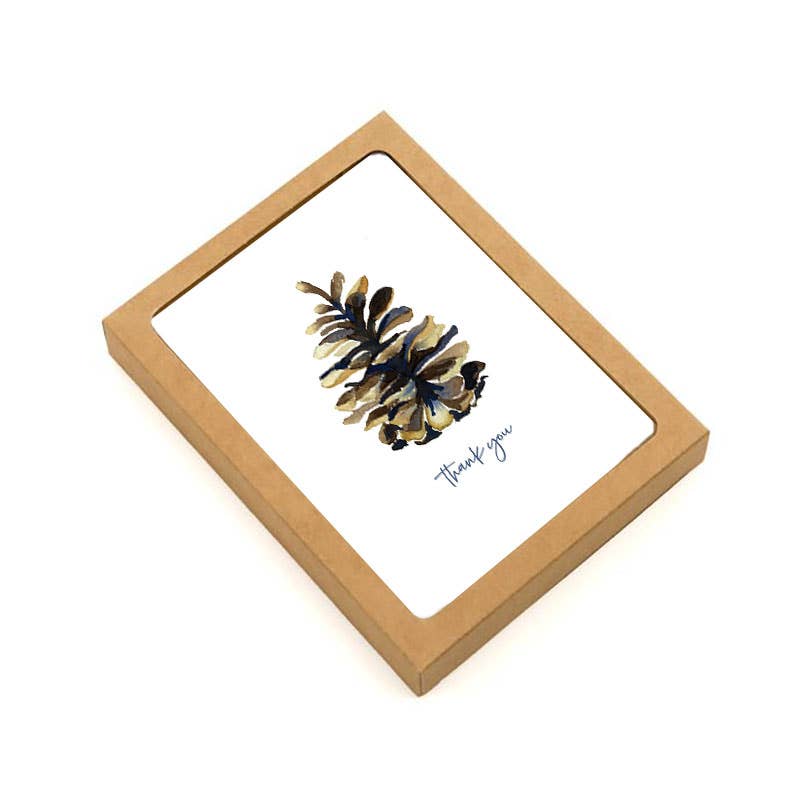 Pinecone Watercolor Thank You Card