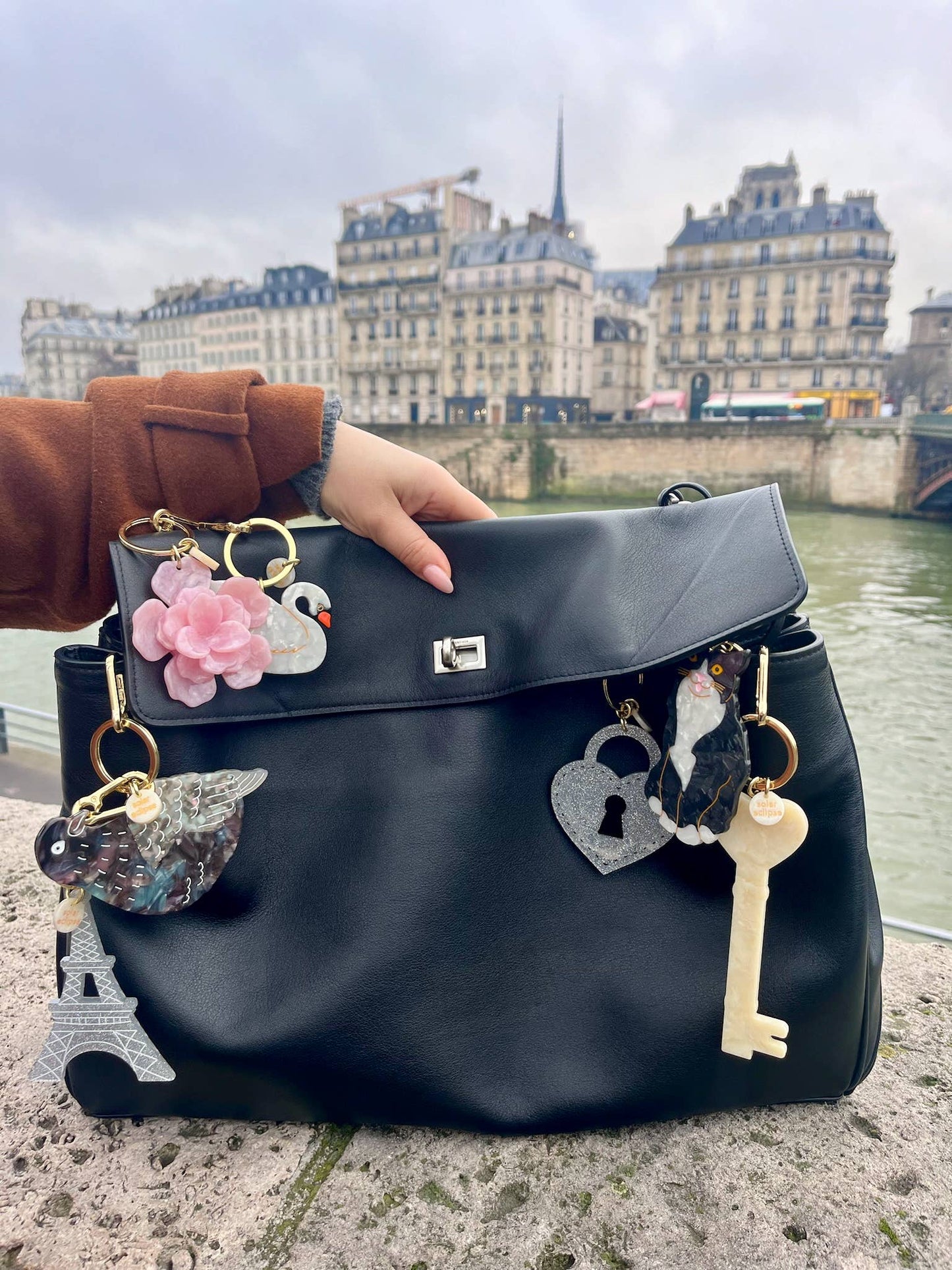 Hand-painted Pigeon Bag Charm + Keychain