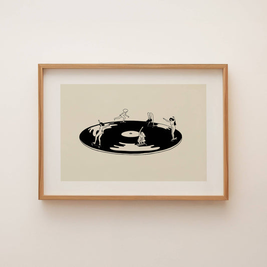 Skate Session on Vinyl Record Minimal Art Print | Medium