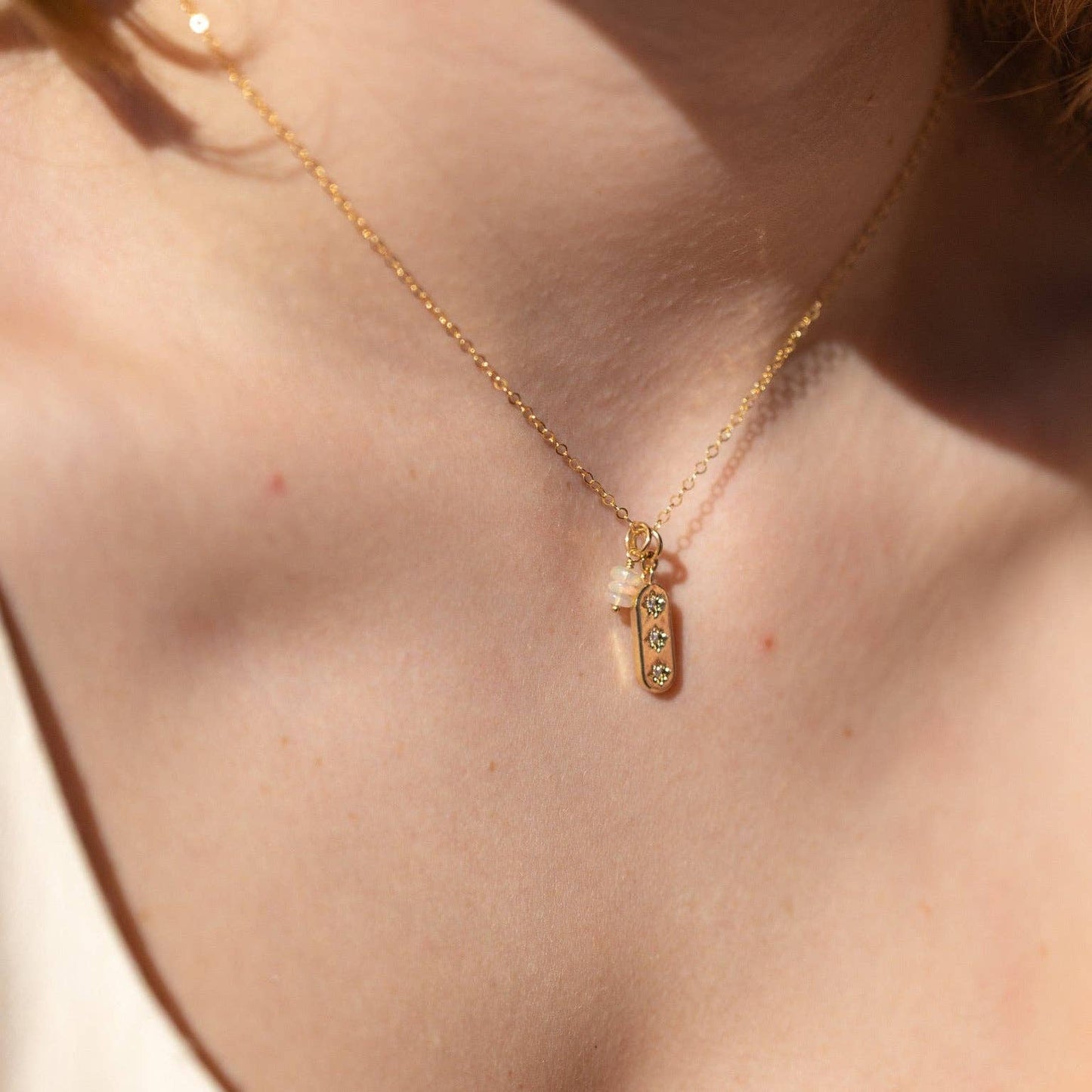 Three Sisters Charm Necklace: 14k Gold Fill / 16"