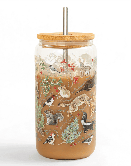 Winter Flora & Fauna Glass Can