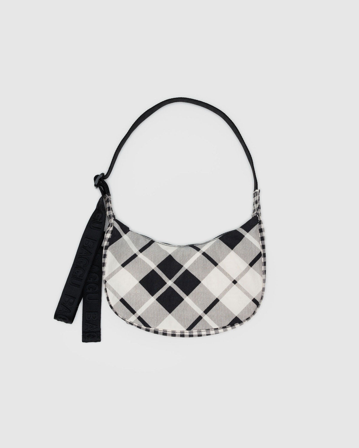 Small Nylon Crescent Bag | Mixed Plaid