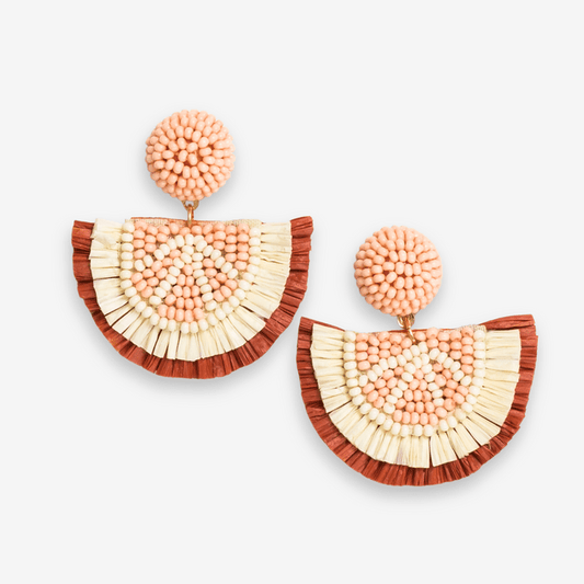 Josephine Grapefruit Raffia Drop Earrings Blush