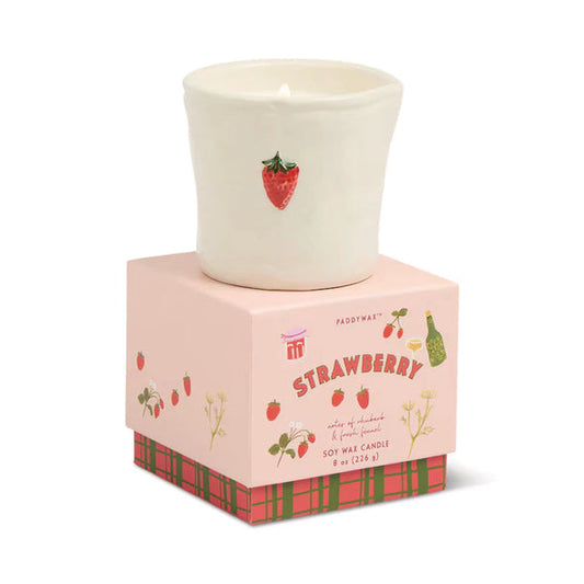Paddywax Bistro 8 oz White Ceramic Candle | Strawberry