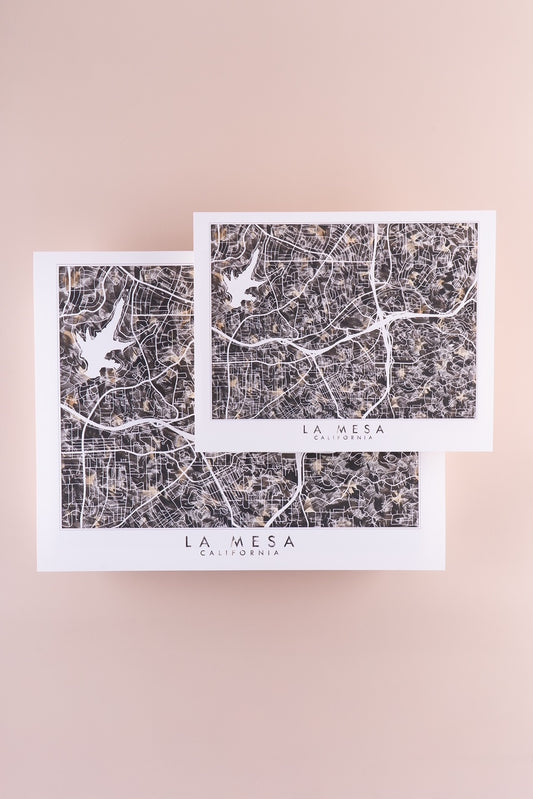 La Mesa Painted Map | Coal / 8x10