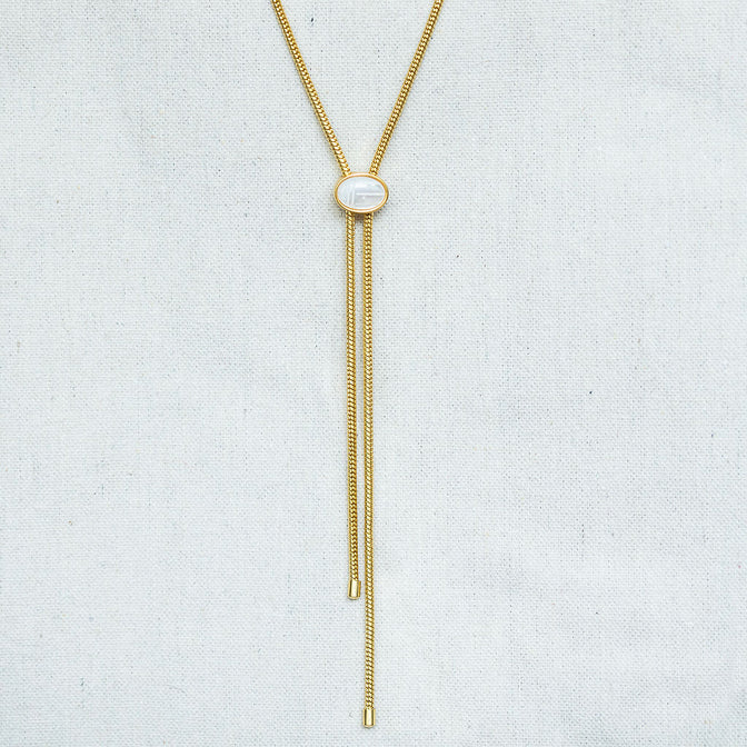 Scarab Lariat Mother of Pearl