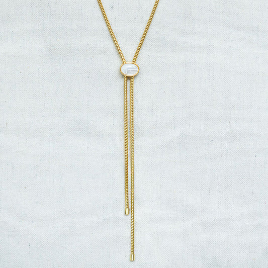 Scarab Lariat Mother of Pearl