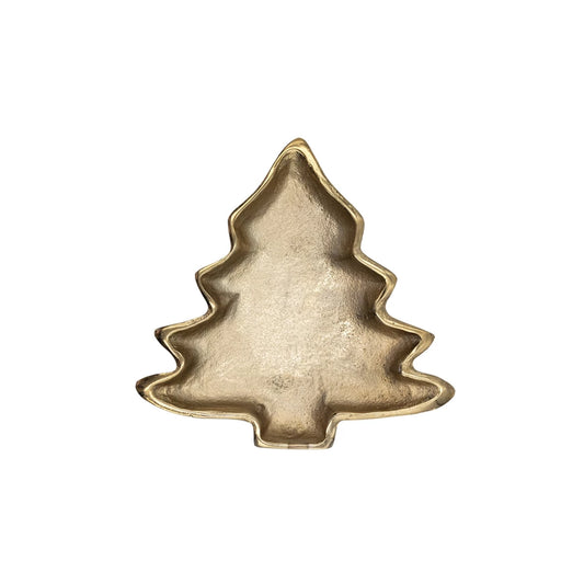 Cast Aluminum Tree Shaped Dish, Gold Finish
