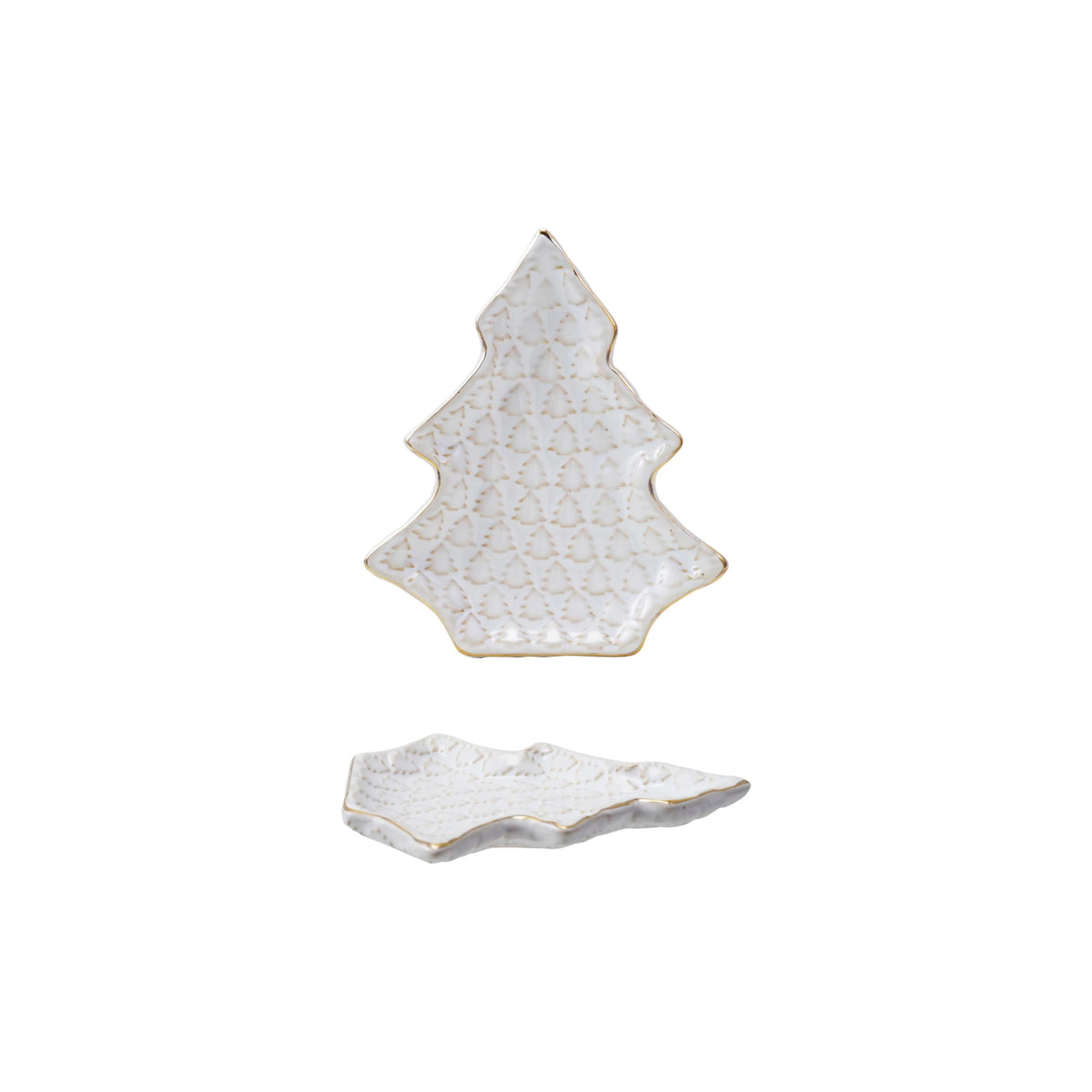 Stoneware Tree Shaped Plate with Trees