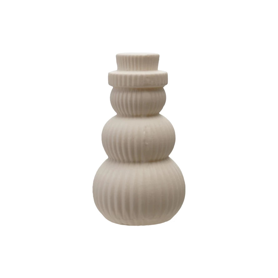 Stoneware Snowman w LED Light | White
