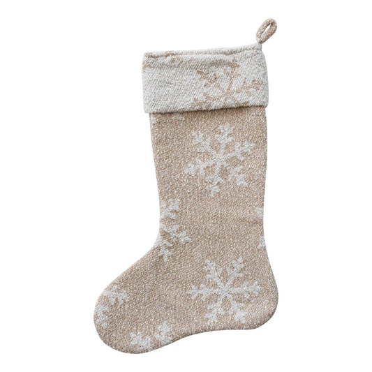 Woven Jacquard Stocking with Snowflake Pattern