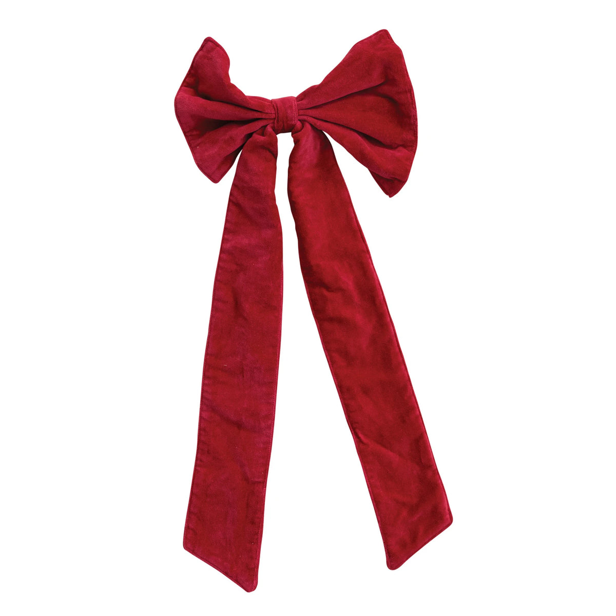 Cotton Velvet Clip-on Bow | Red