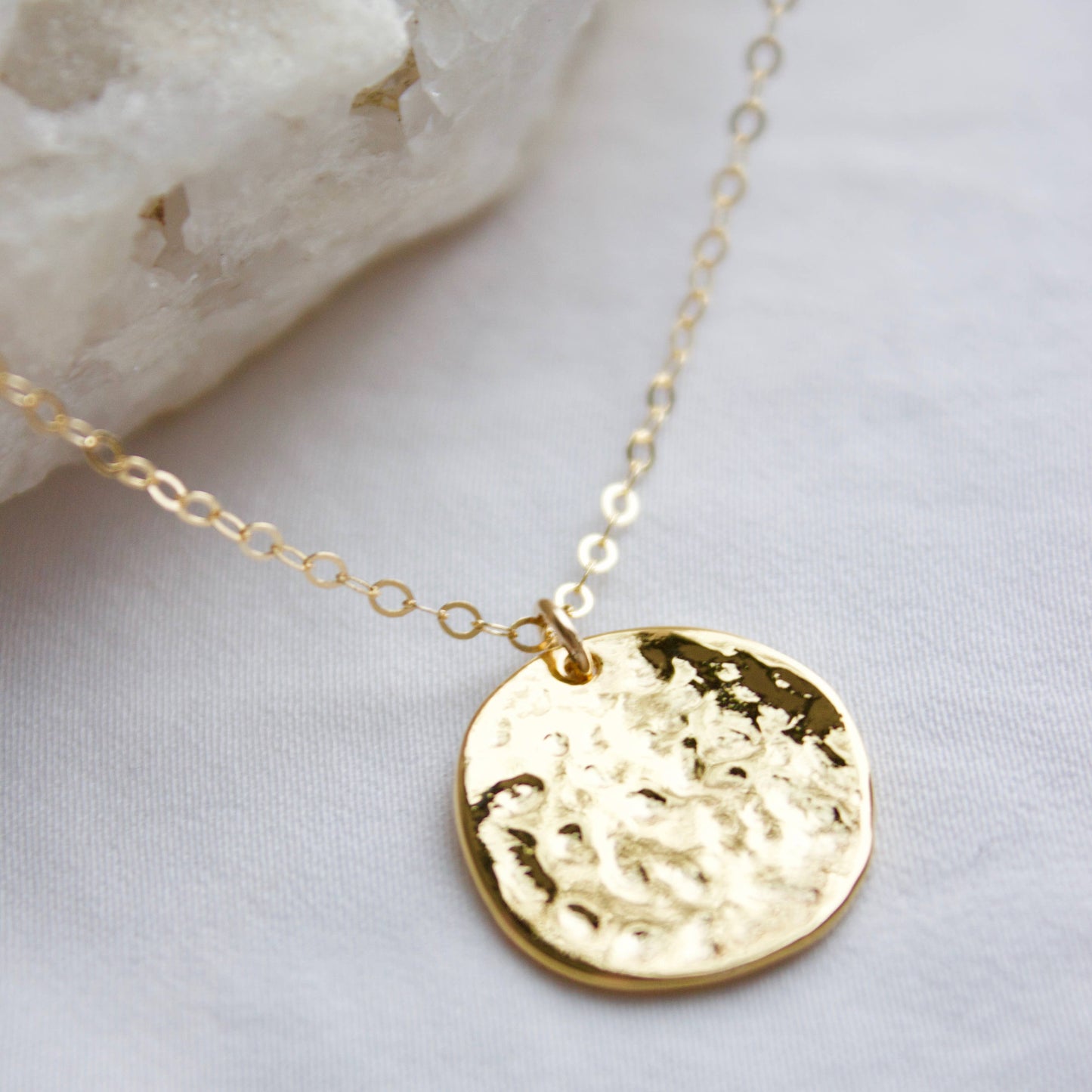 POUNDED DISK NECKLACE: Gold
