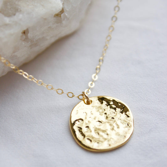 POUNDED DISK NECKLACE: Silver