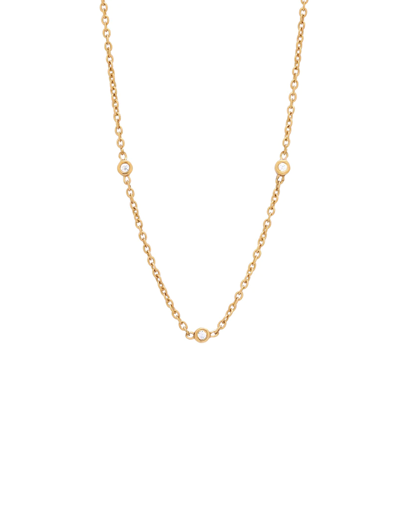 Yuki Solid Gold Trio Diamond Necklace: 9K Solid Gold
