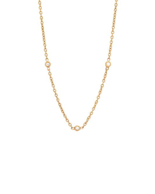 Yuki Solid Gold Trio Diamond Necklace: 9K Solid Gold
