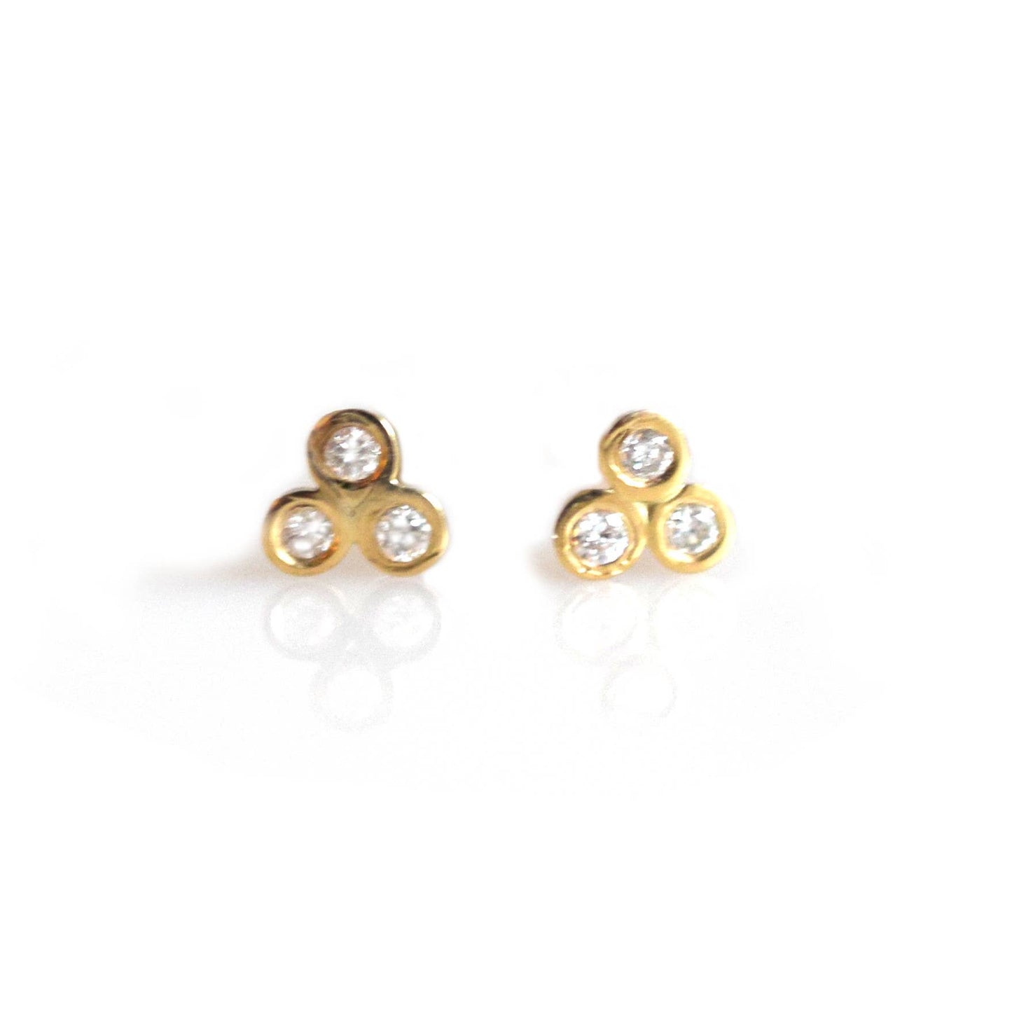 14kt Gold Diamond Trio Studs