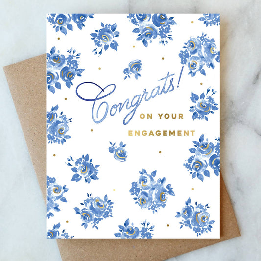 French Blue Engagement Wedding Card