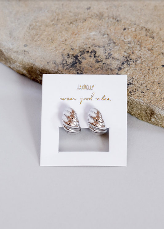 Swirl Hoop Earrings | Silver