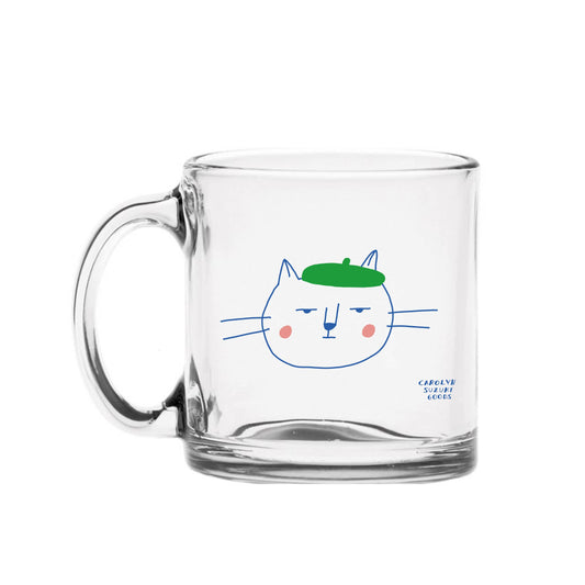 Cat in Beret - Glass Mug