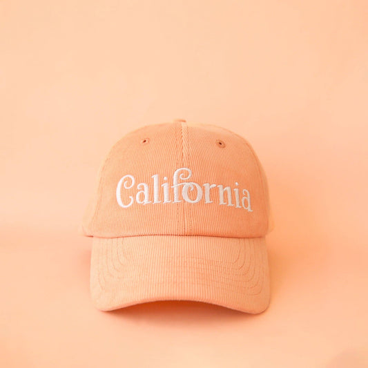 California Baseball Hat | Peach (Corduroy Dad Cap)