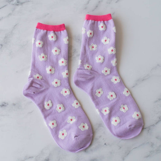 Pastel Color Mix Floral Socks: Lilac