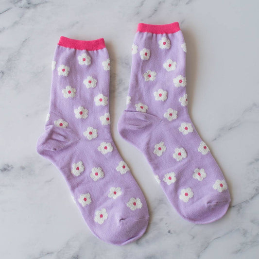 Pastel Color Mix Floral Socks | Lilac