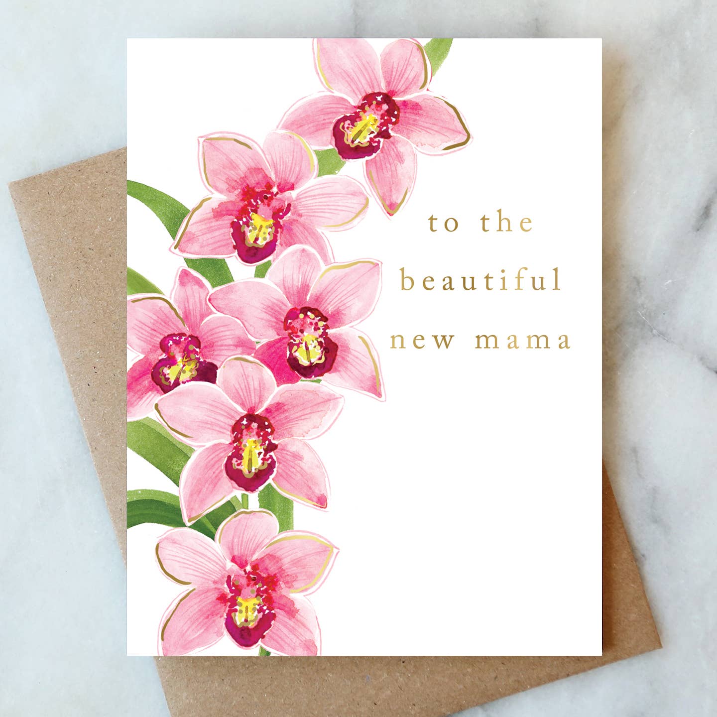 Orchid Mama New Mom Baby Card