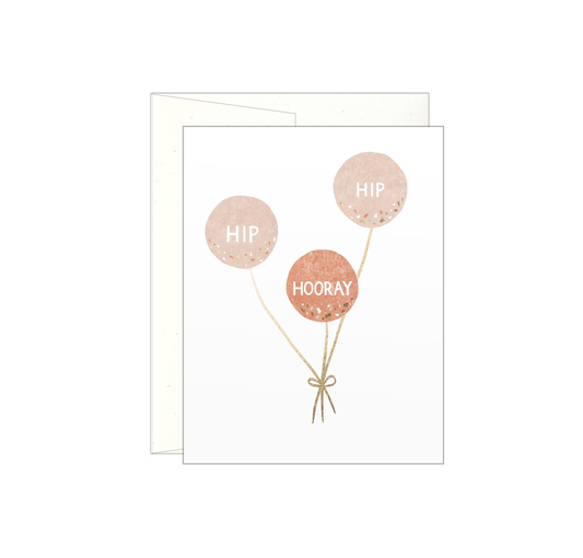 Hip Hip Hooray - Balloons - Letterpress Card