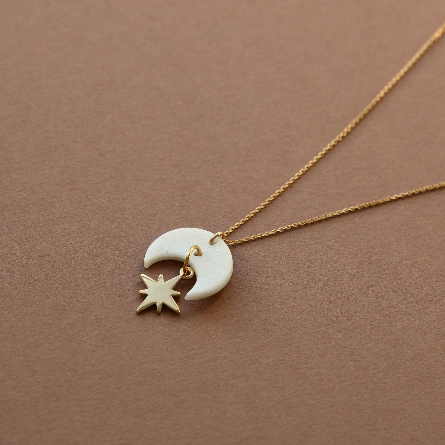 Pearly White Celestial Star Gold Necklace