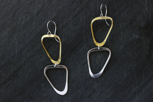 Dual Phora Earrings | Gold, Silver, Brass