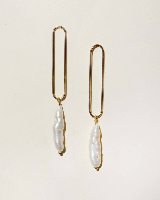 Pillar Pearl Earrings: 14k Gold Filled