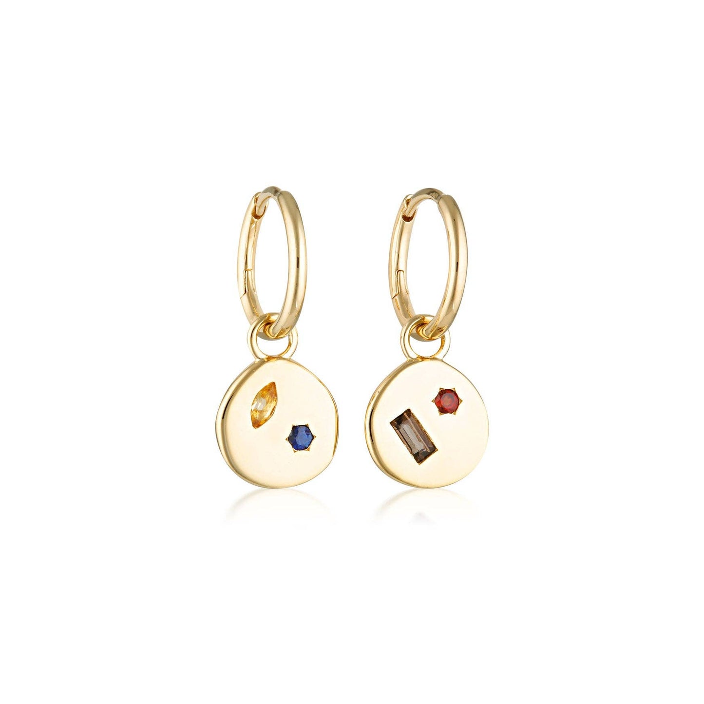 Kaleidoscopic Charm Huggie Earrings: Gold Plated Sterling Silver