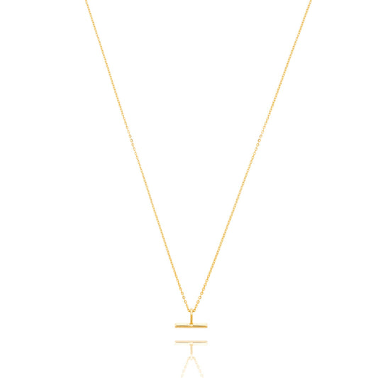 Mini T-Bar Necklace: Gold Plated Sterling Silver