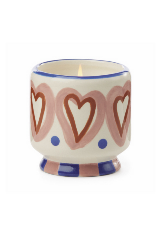 Paddywax 8 oz A Dopo Handpainted Hearts Rosewood Vanilla Candle