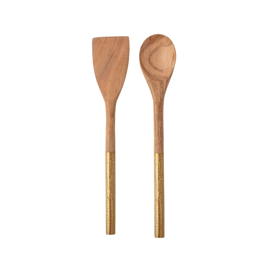 Wood Utensils With Brass Handles