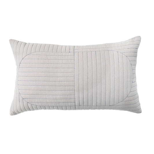 24"L x 16"H Cotton Chambray Quilted Lumbar Pillow