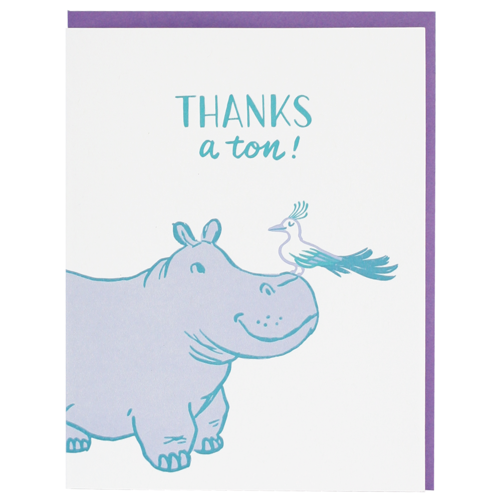 Hippo Thank You Card: Single Card