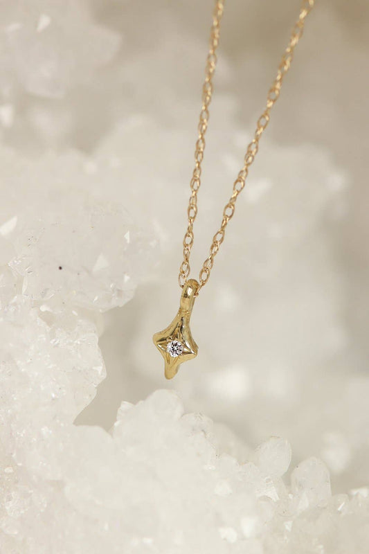 Solid Gold North Star Diamond Necklace: 14k yellow / Lab Grown Diamond