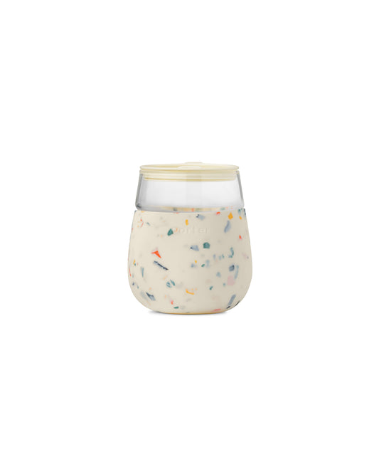Wine & Drink Glass Cup with Silicone Wrap: Terrazzo Cream