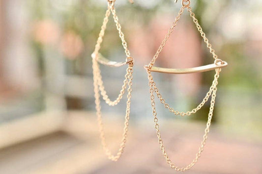Bar + Chain Earrings: 14kt gold fill