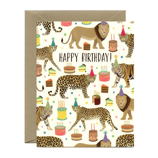 Big Cats Galore Cheetah Tiger Leopard Lion Birthday Card