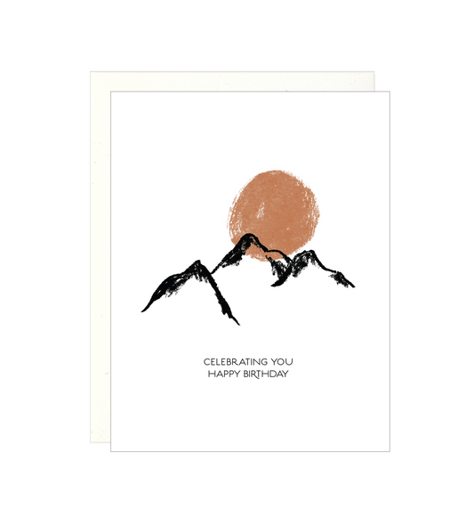 Celebrating You, Happy Birthday - Mountain -Letterpress Card