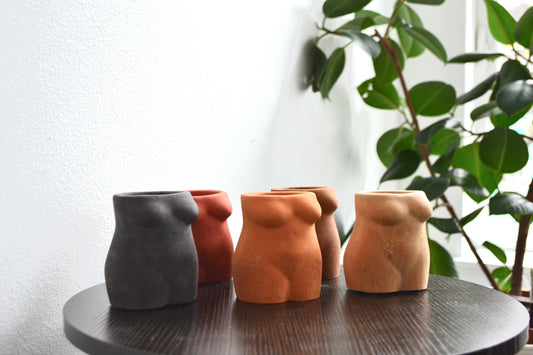 Solid Color Female Body Vase / Planter: Light / With Drainage